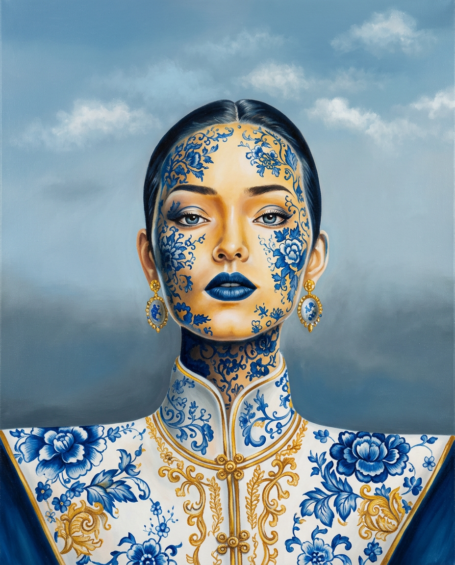 BLEU D'OR — portrait against a cloudy blue sky